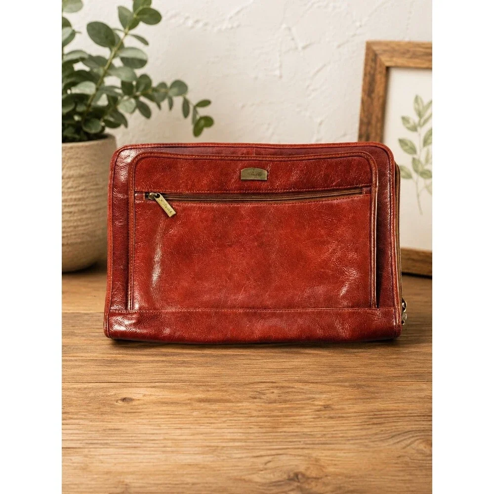 S. Babila Milano Genuine Italian Grain Leather Portfolio Briefcase Document Case